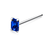 Emerald Shaped Stone Silver Straight Nose Stud NSKA-162